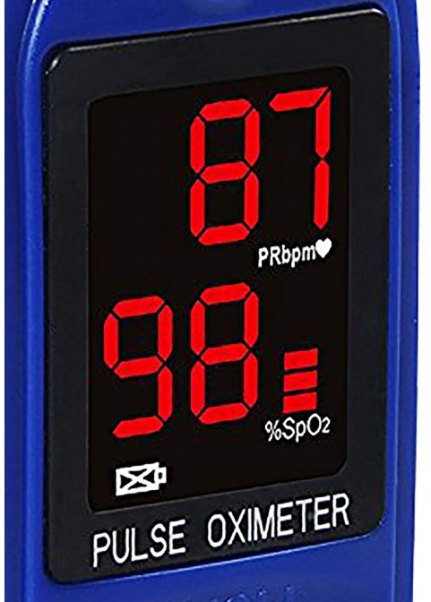 Concord Basics Blue Fingertip Pulse Oximeter Blood Oxygen Saturation Monitor with Carrying Case, Batteries, Silicone Cover and Lanyard