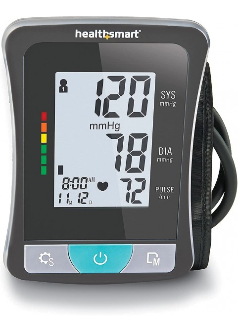 HealthSmart Digital Blood Pressure Monitor with Automatic Wrist Cuff that Displays Blood Pressure, Pulse Rate and Irregular Heartbeat, Stores up to 120 Readings for 2 Users, Black